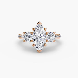 Three – Stone with Pavé Band