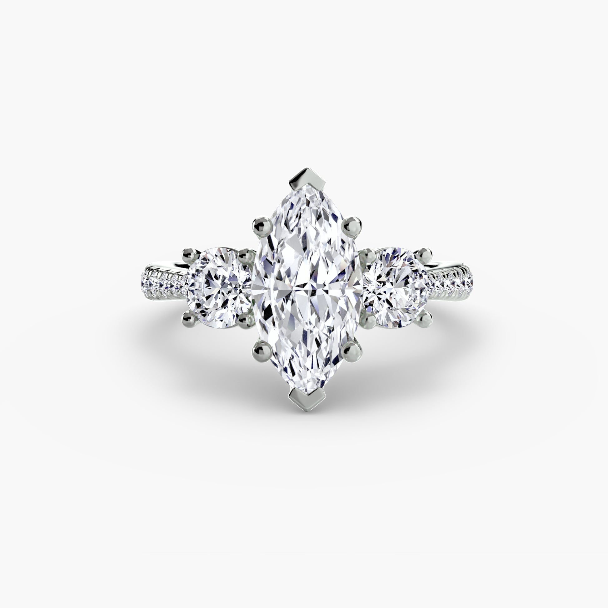 Three – Stone with Pavé Band