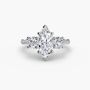 Three – Stone with Pavé Band