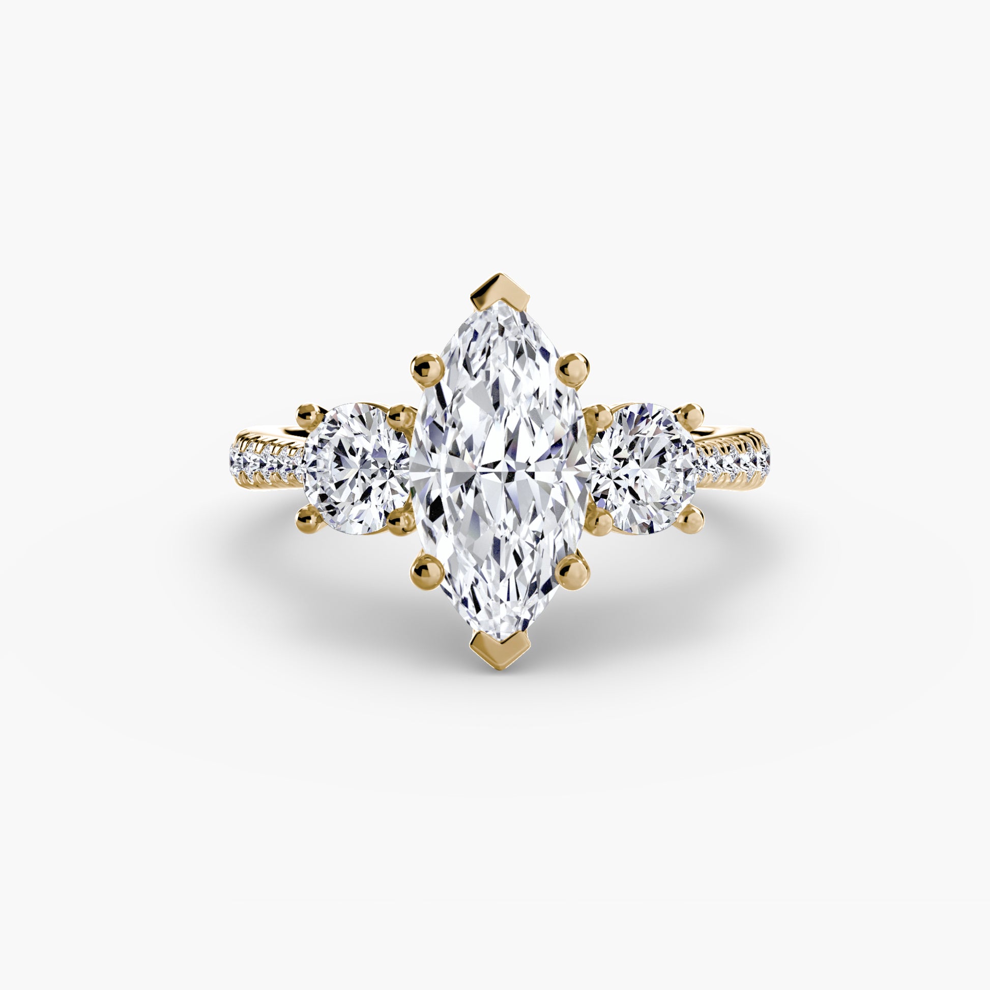 Three – Stone with Pavé Band