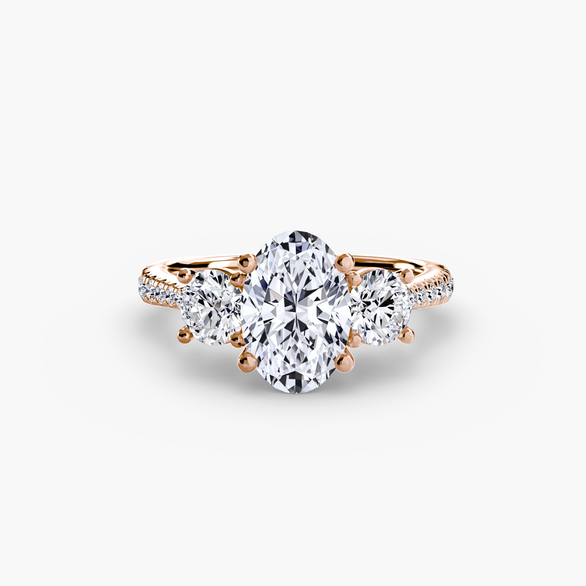 Three – Stone with Pavé Band