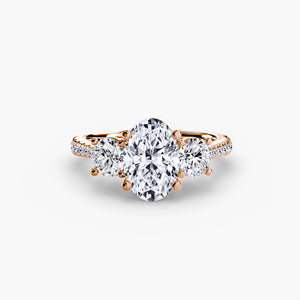 Three – Stone with Pavé Band