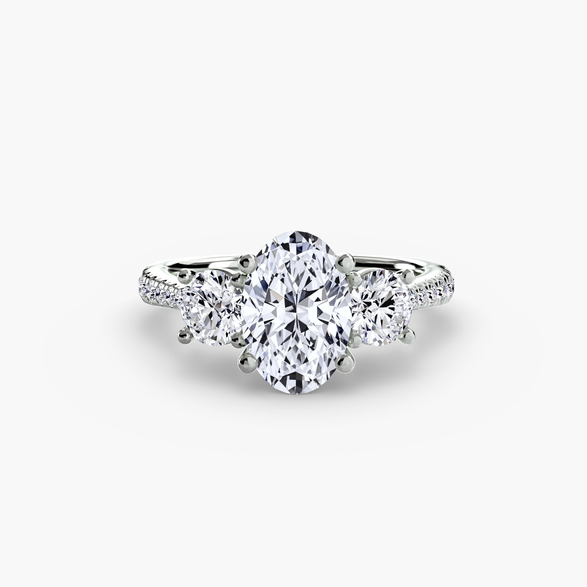 Three – Stone with Pavé Band