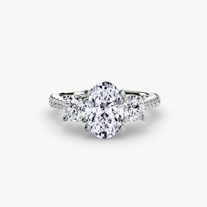 Three – Stone with Pavé Band