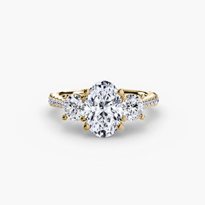 Three – Stone with Pavé Band