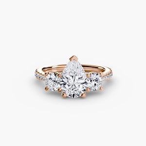 Three – Stone with Pavé Band