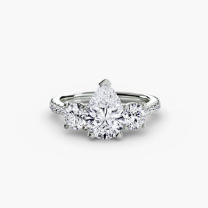 Three – Stone with Pavé Band