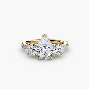 Three – Stone with Pavé Band