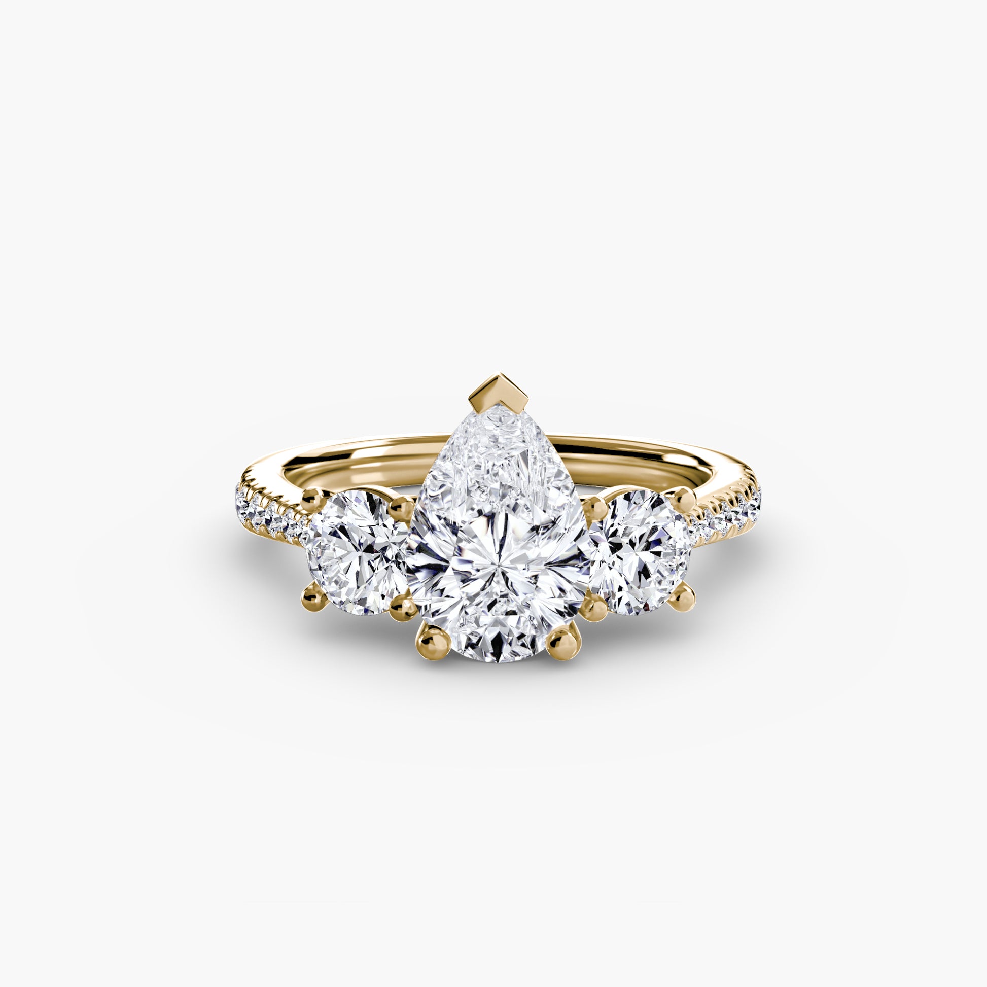 Three – Stone with Pavé Band