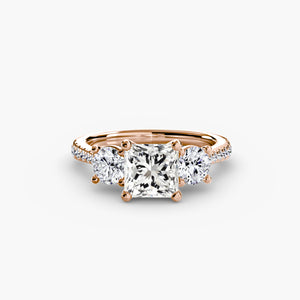 Three – Stone with Pavé Band