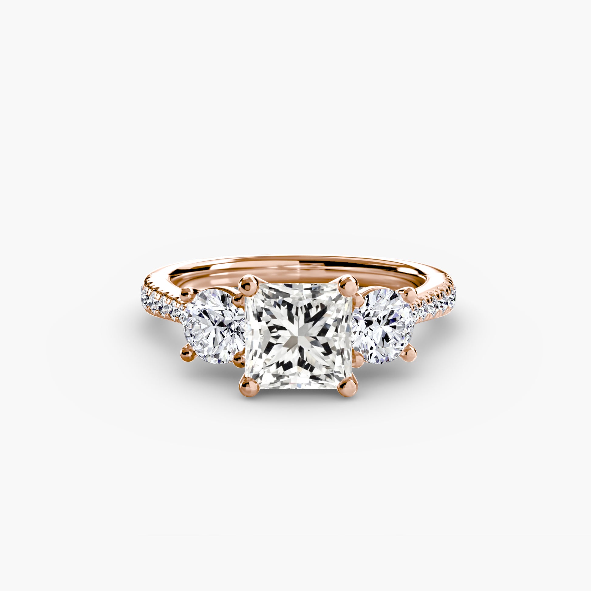 Three – Stone with Pavé Band