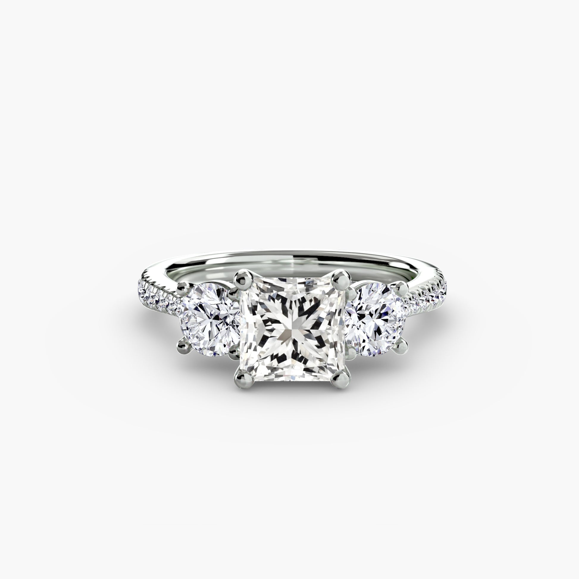 Three – Stone with Pavé Band