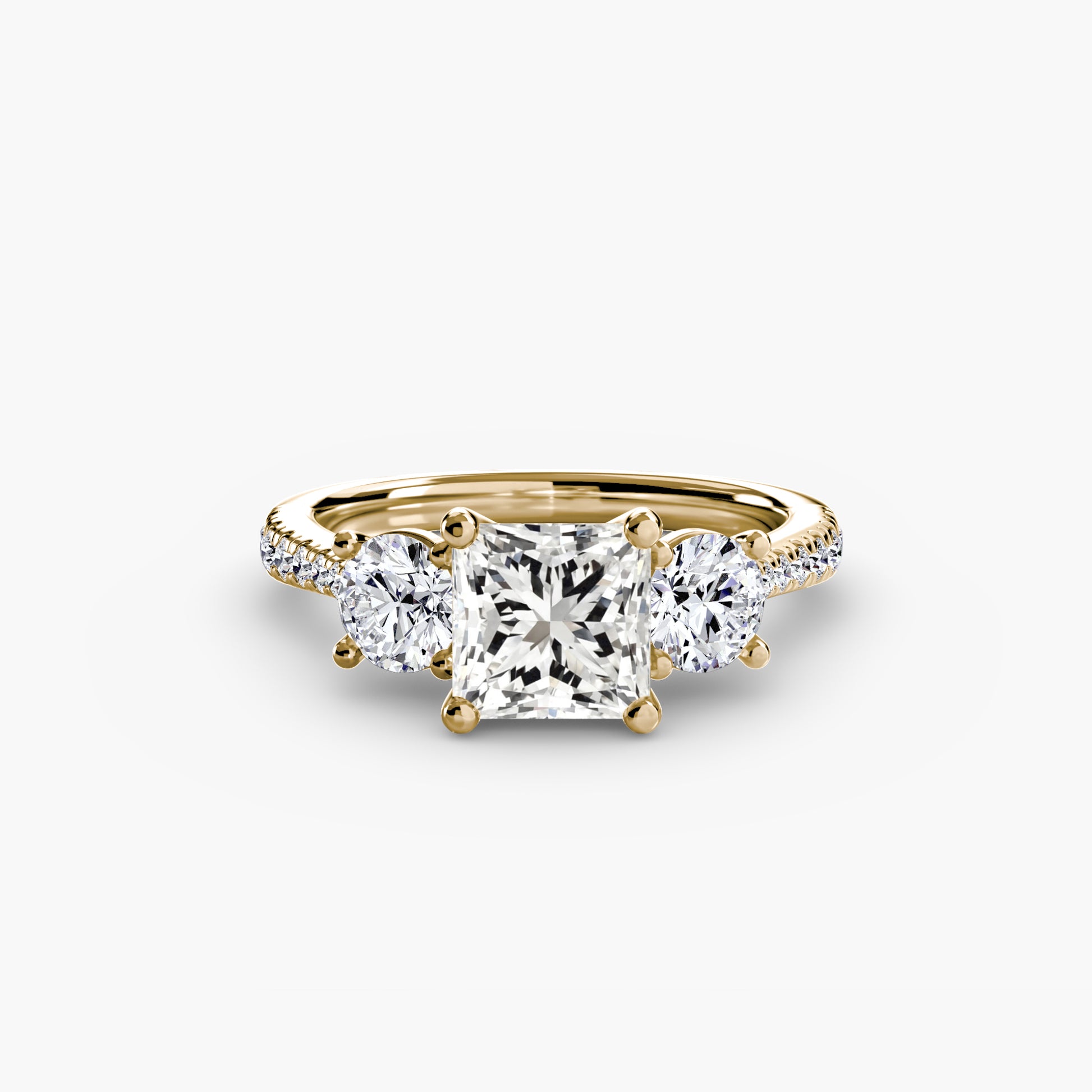 Three – Stone with Pavé Band