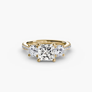 Three – Stone with Pavé Band