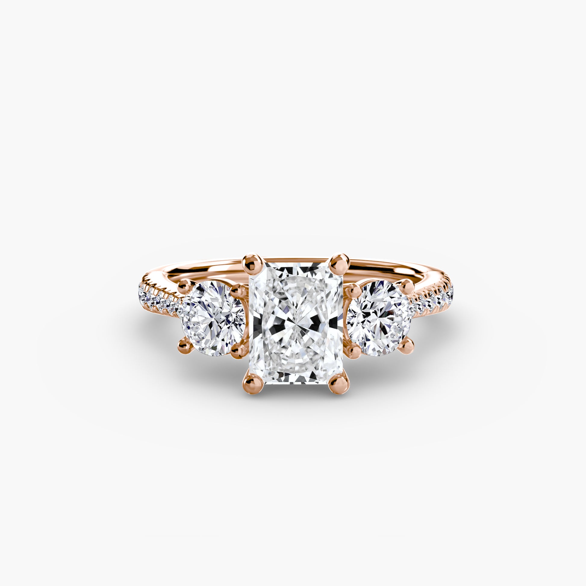 Three – Stone with Pavé Band