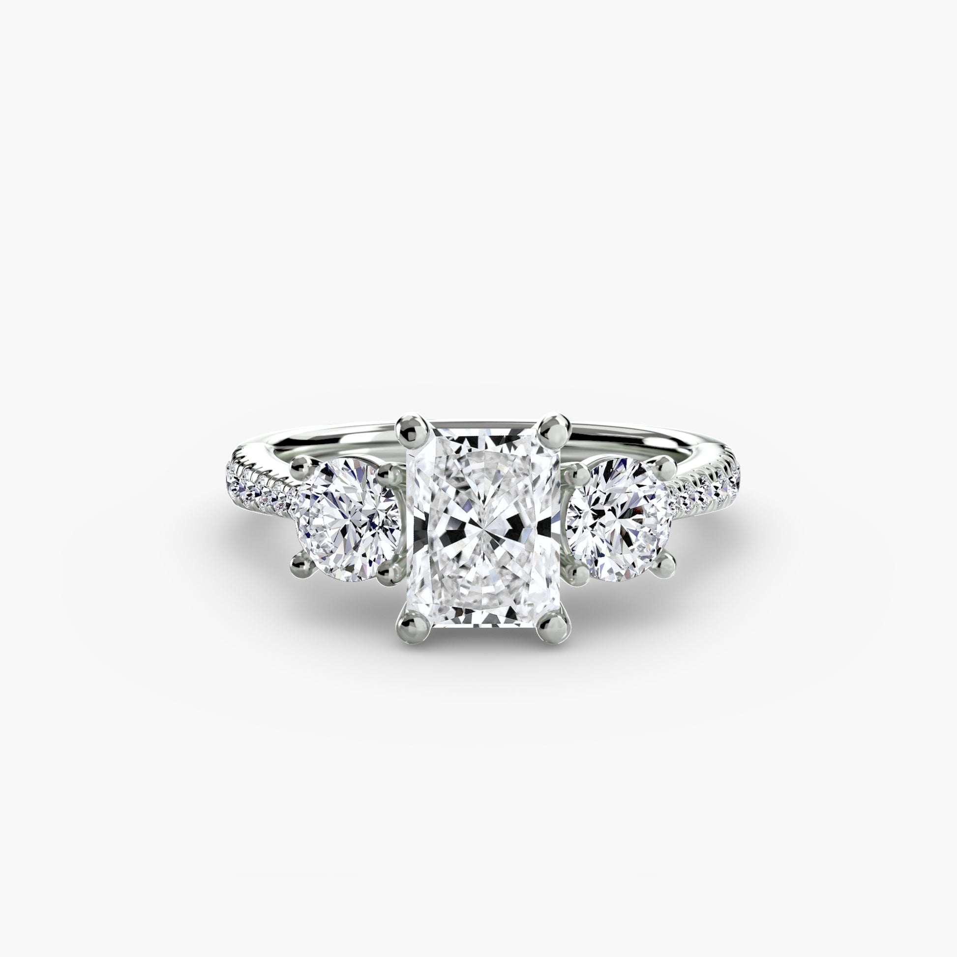 Three – Stone with Pavé Band