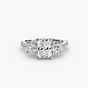 Three – Stone with Pavé Band