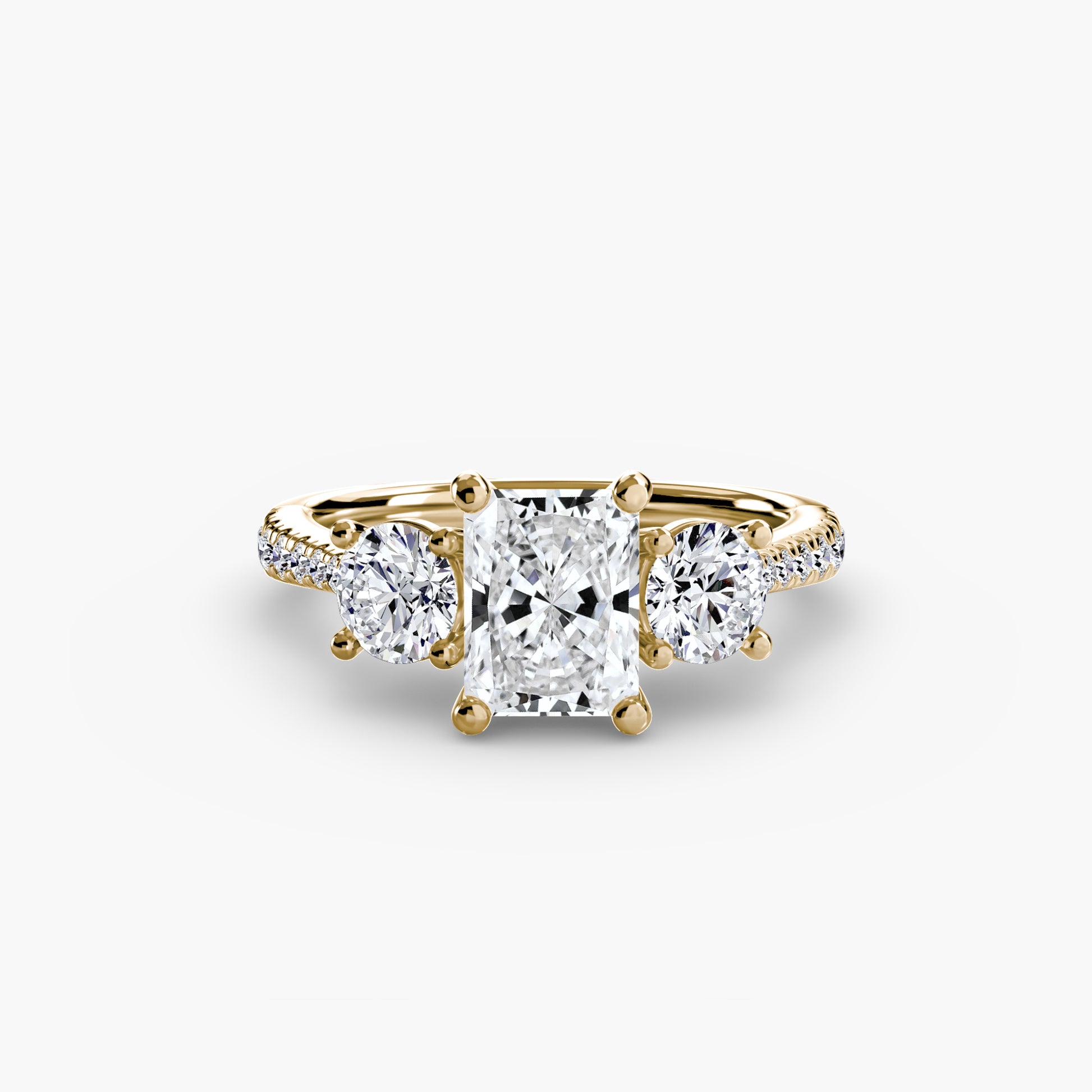 Three – Stone with Pavé Band