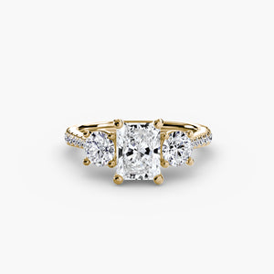 Three – Stone with Pavé Band