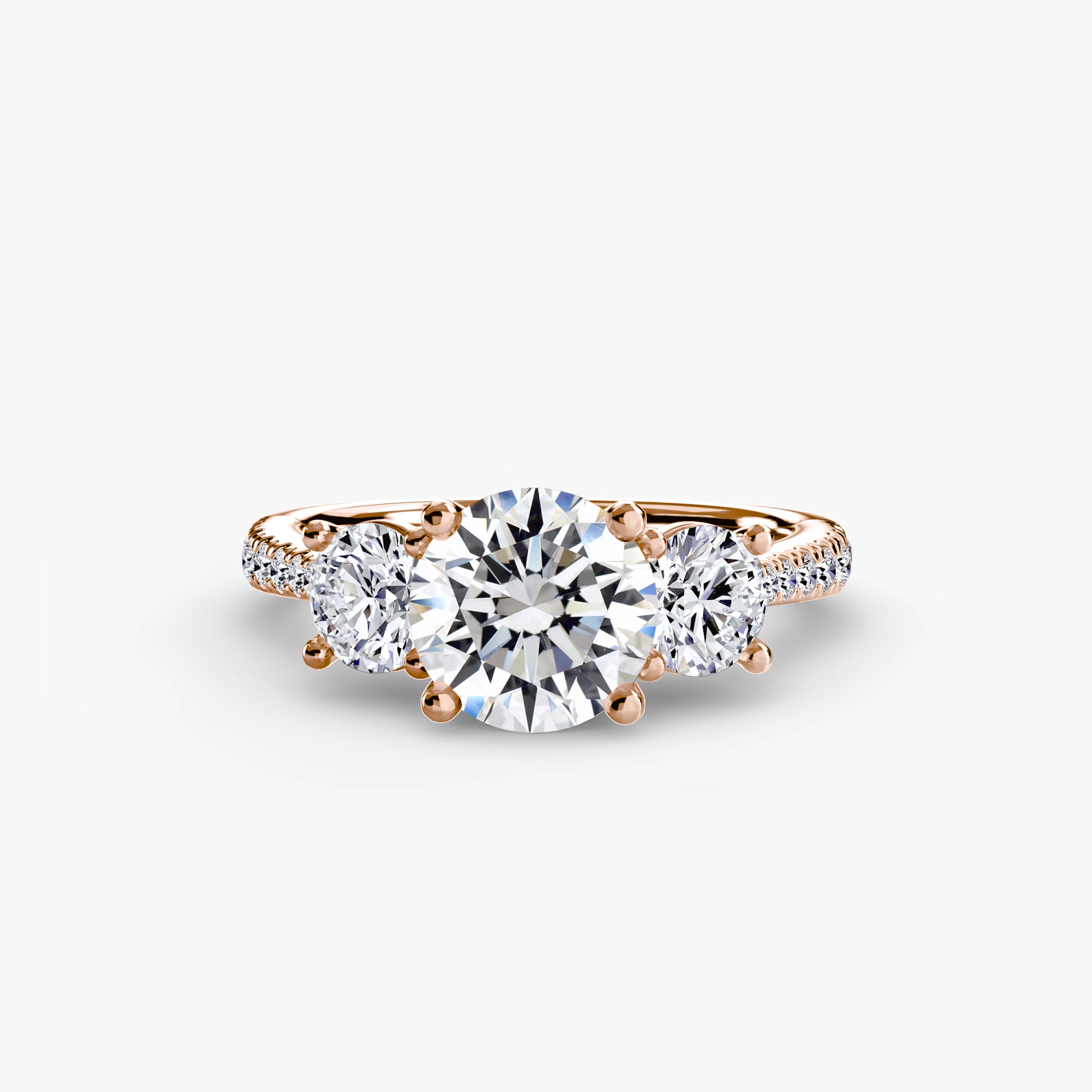Three – Stone with Pavé Band
