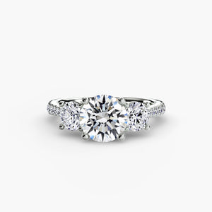 Three – Stone with Pavé Band