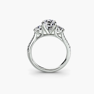 Three – Stone with Pavé Band