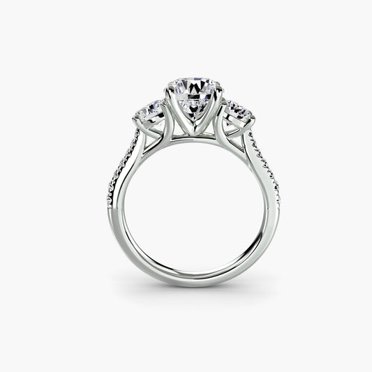 Three – Stone with Pavé Band