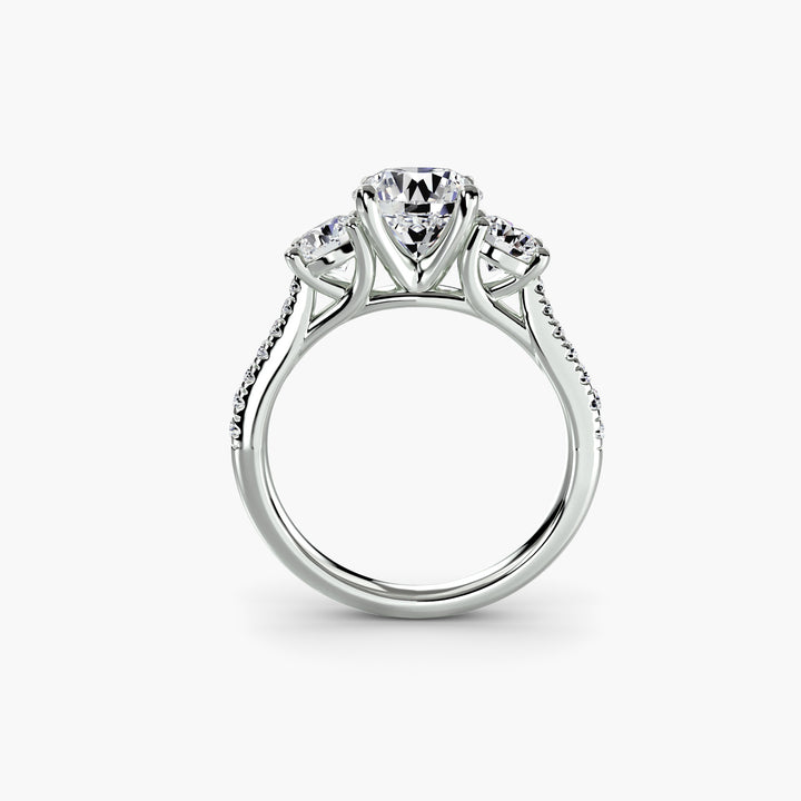 Three – Stone with Pavé Band