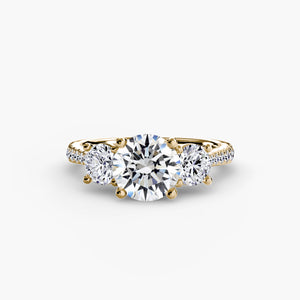 Three – Stone with Pavé Band