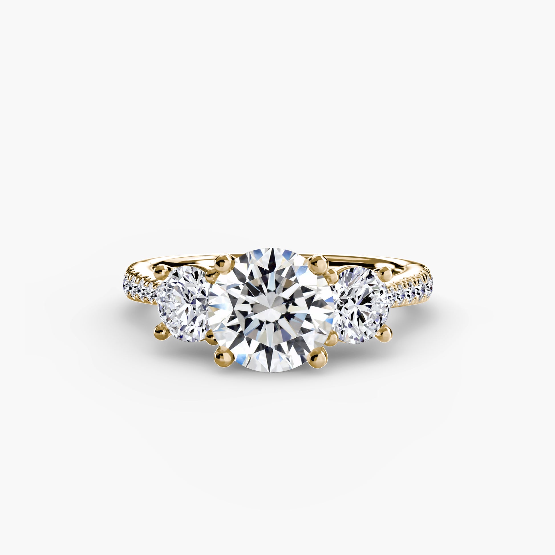 Three – Stone with Pavé Band