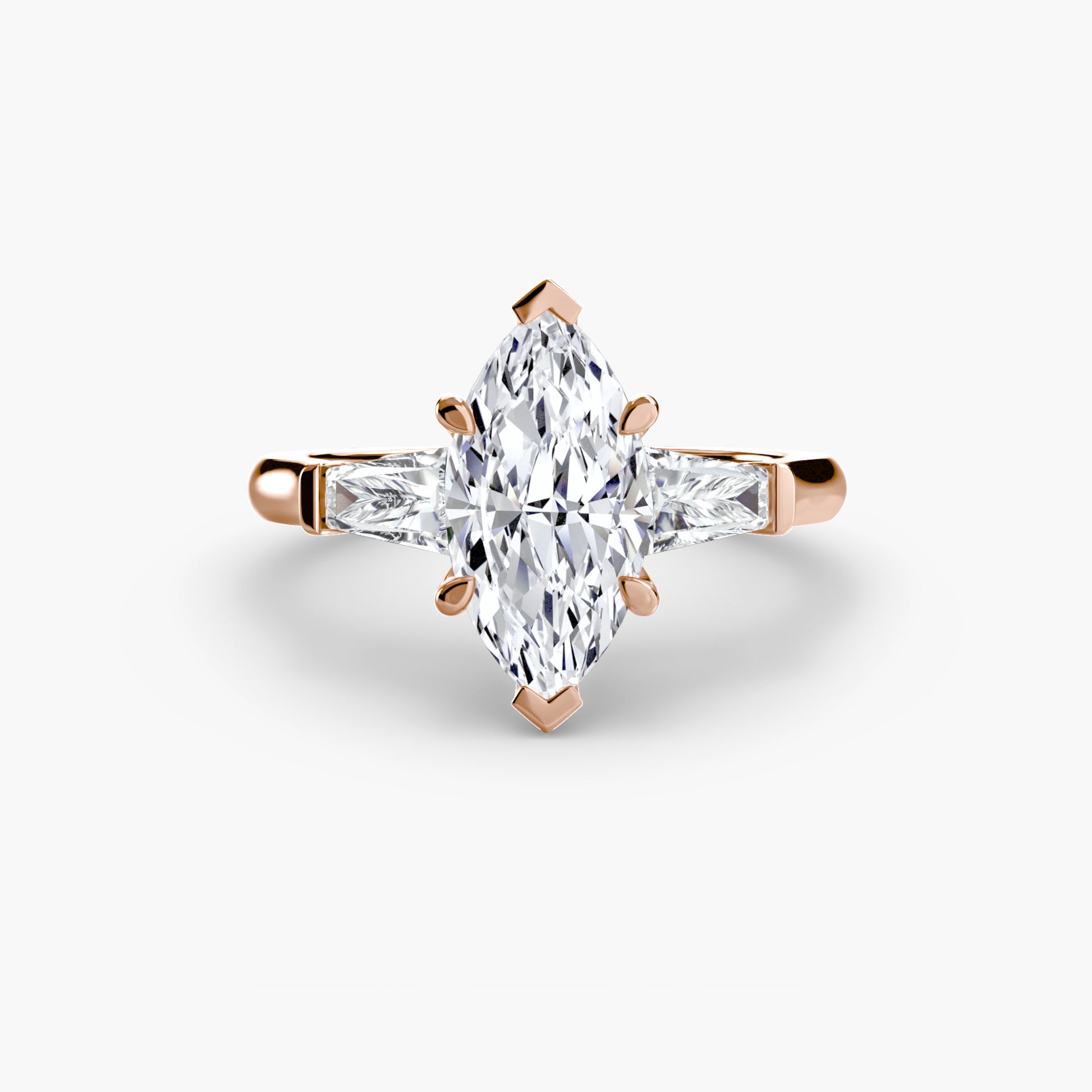 Three – Stone Ring (Baguette Side Stones
