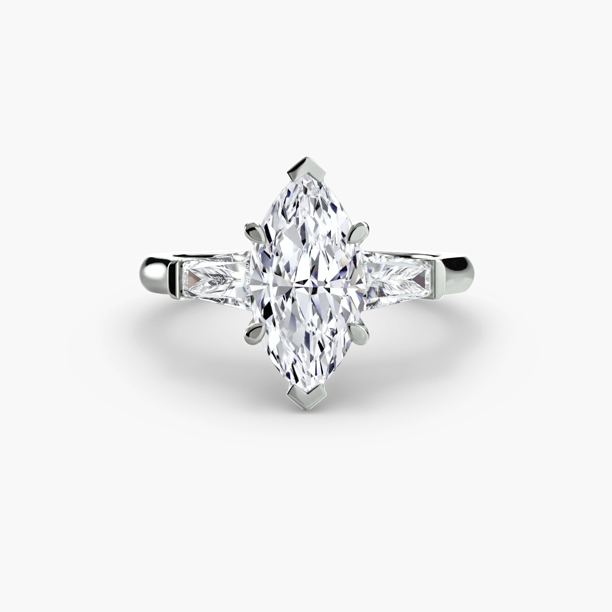Three – Stone Ring (Baguette Side Stones