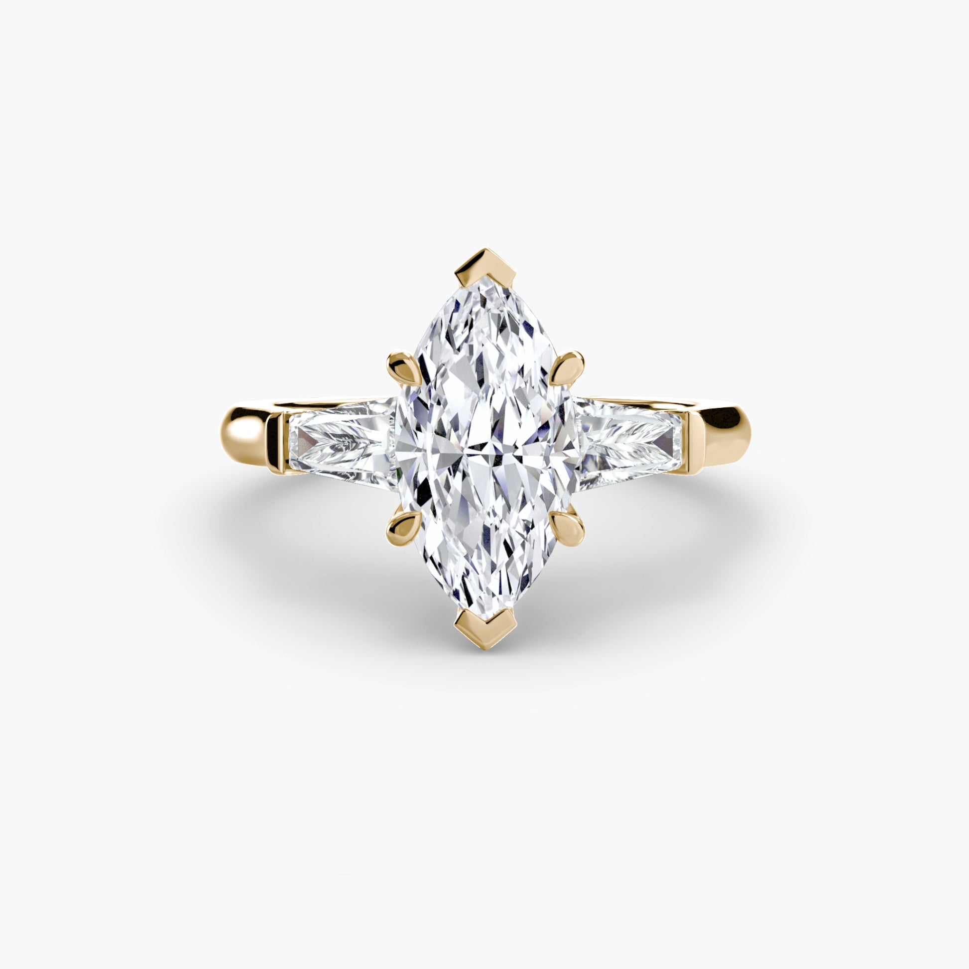 Three – Stone Ring (Baguette Side Stones