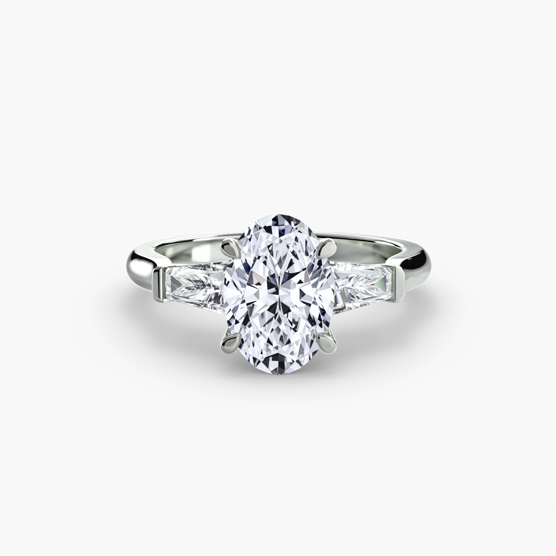 Three – Stone Ring (Baguette Side Stones
