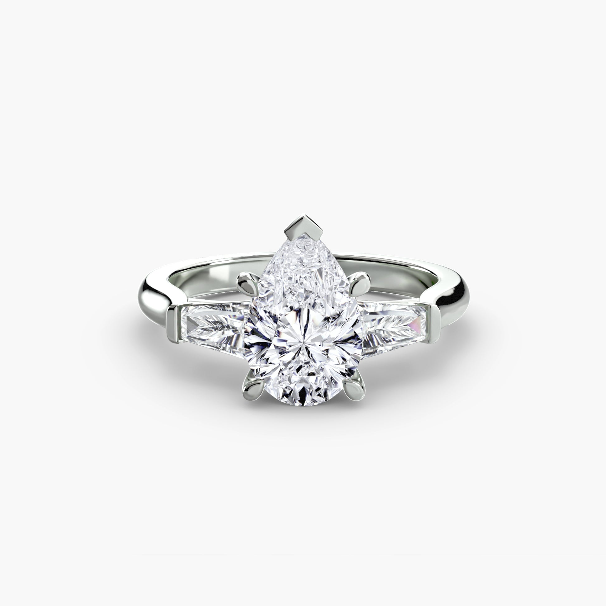 Three – Stone Ring (Baguette Side Stones