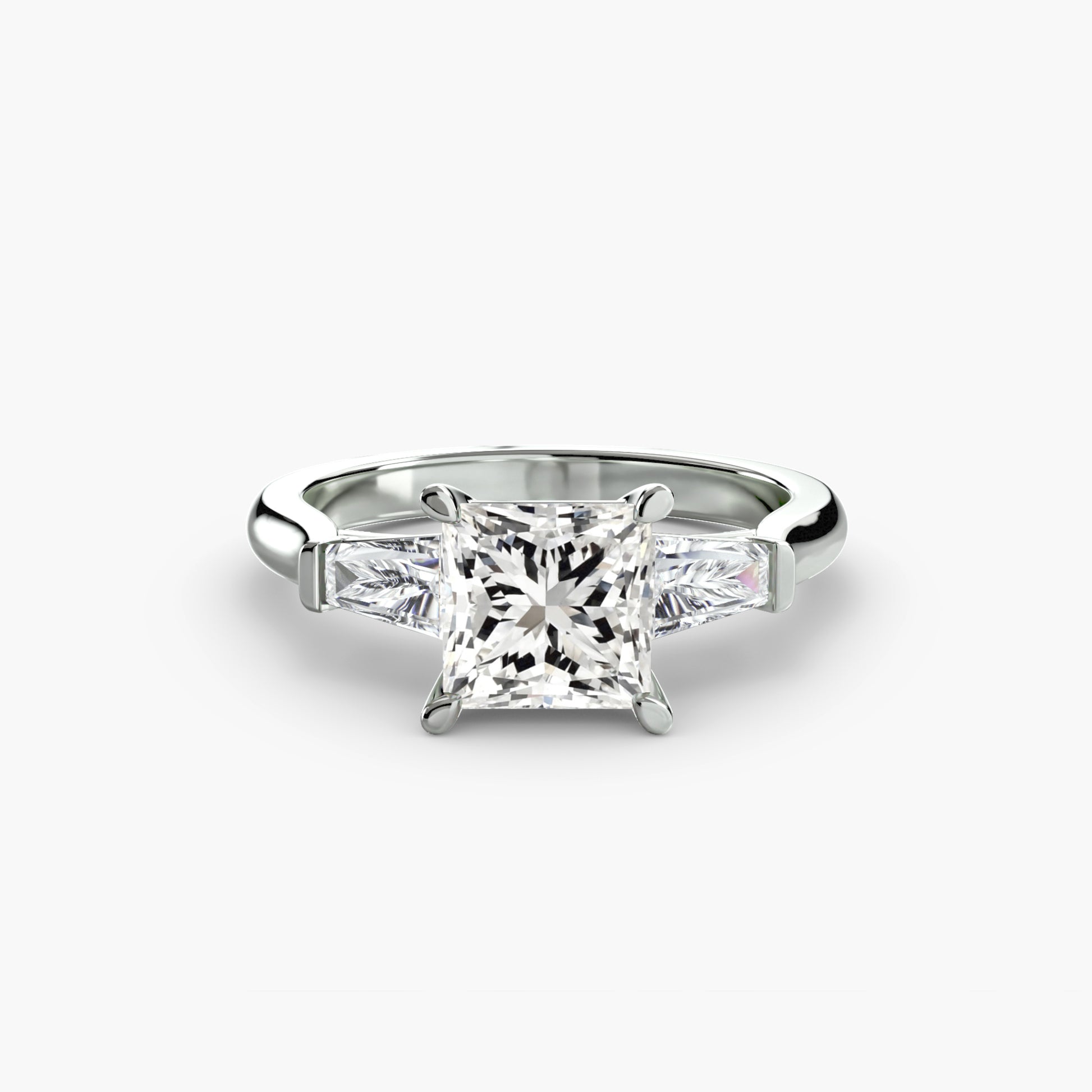 Three – Stone Ring (Baguette Side Stones