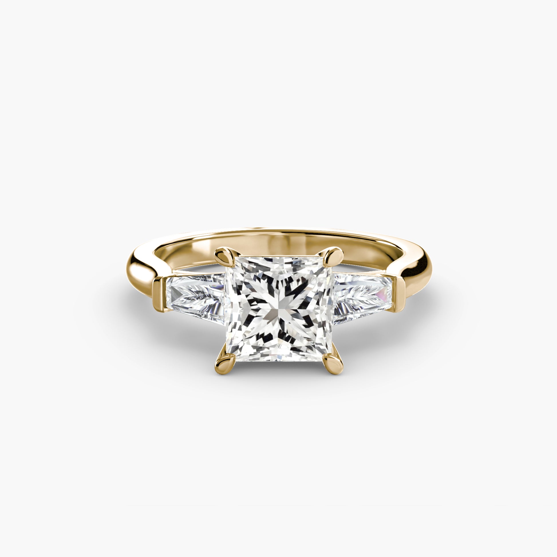 Three – Stone Ring (Baguette Side Stones