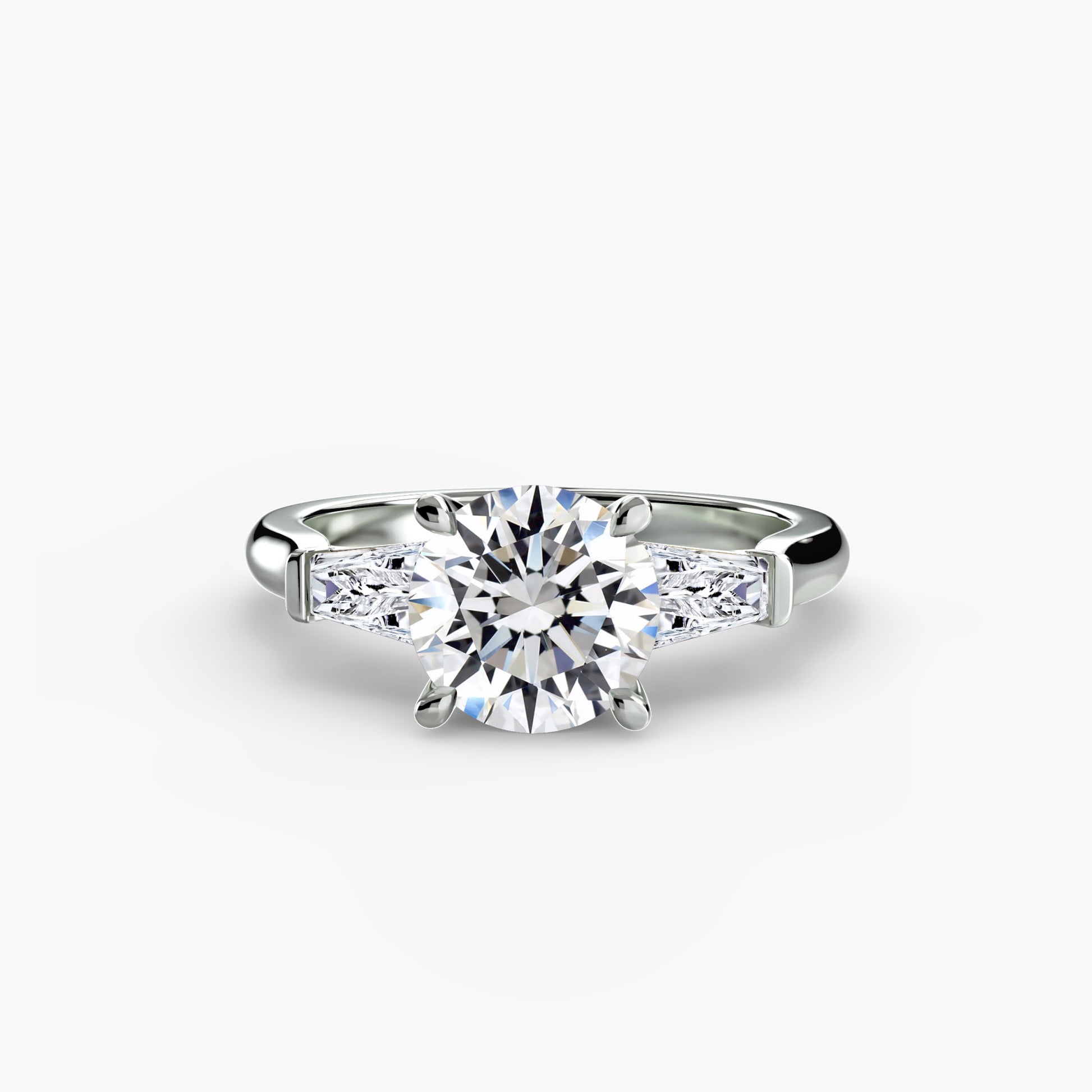 Three – Stone Ring (Baguette Side Stones