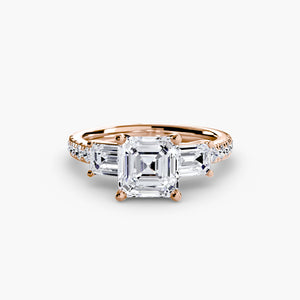 Three – Stone Ring with Pavé Band 4
