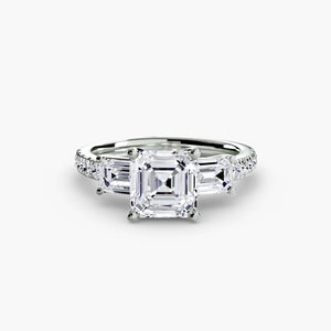 Three – Stone Ring with Pavé Band 4