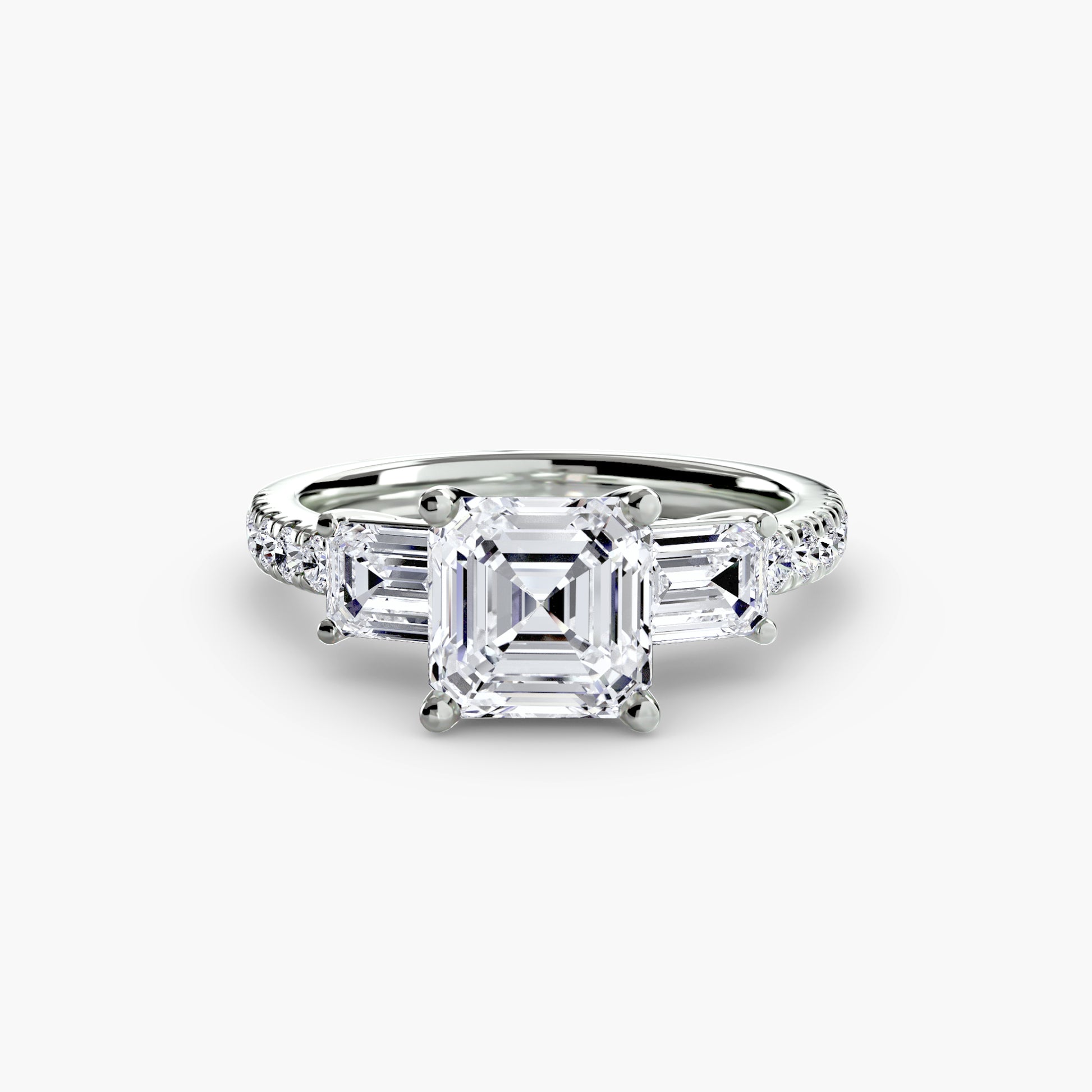 Three – Stone Ring with Pavé Band 4