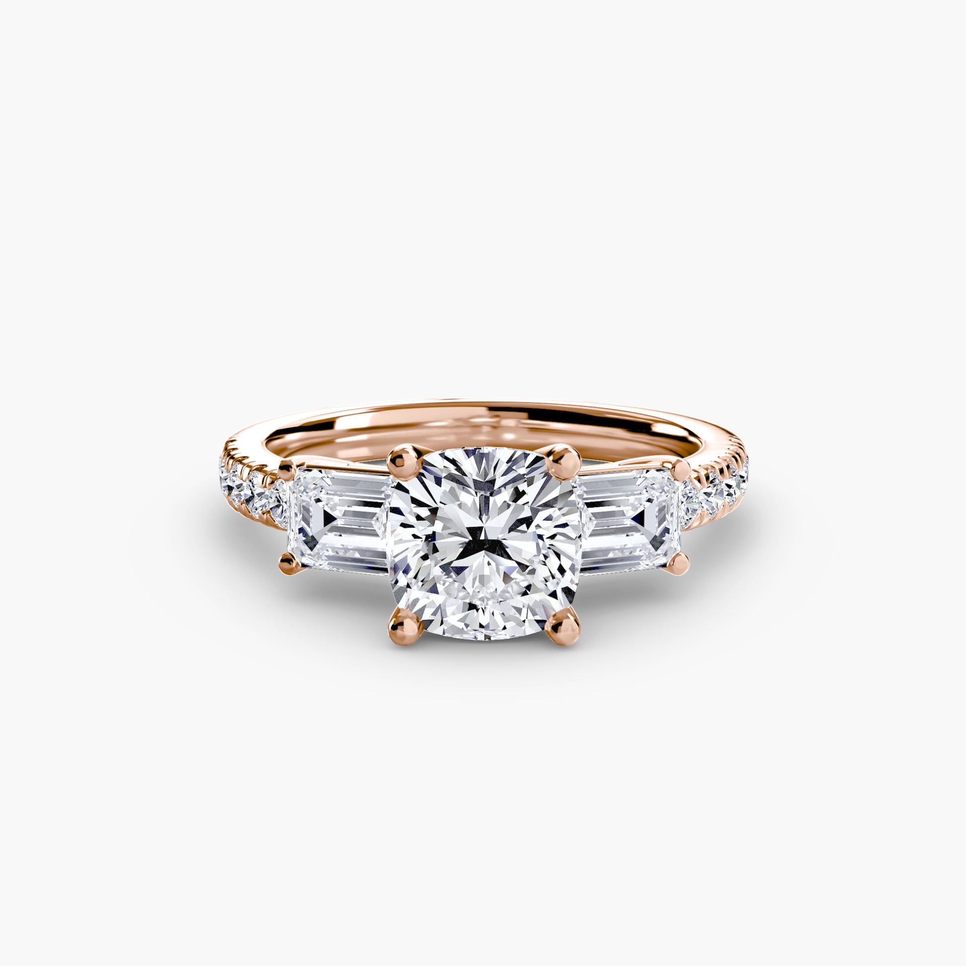 Three – Stone Ring with Pavé Band 4