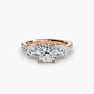 Three – Stone Ring with Pavé Band 4