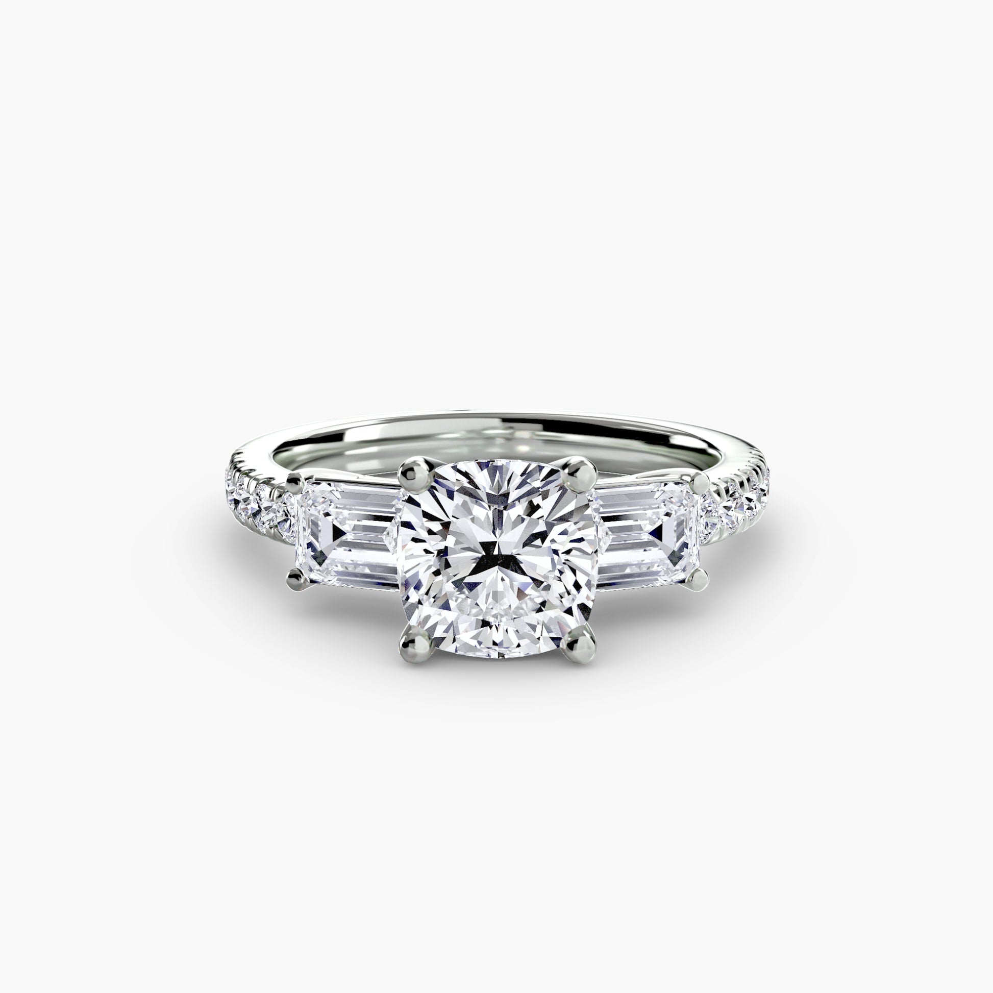Three – Stone Ring with Pavé Band 4