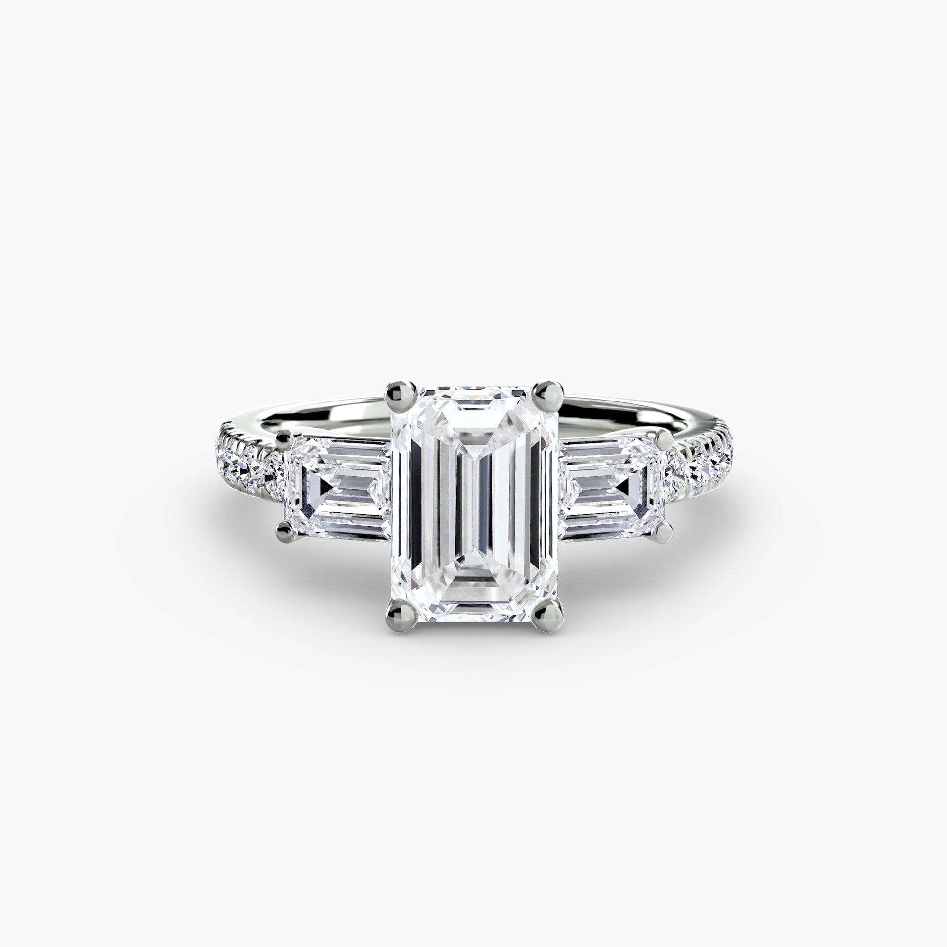 Three – Stone Ring with Pavé Band 4