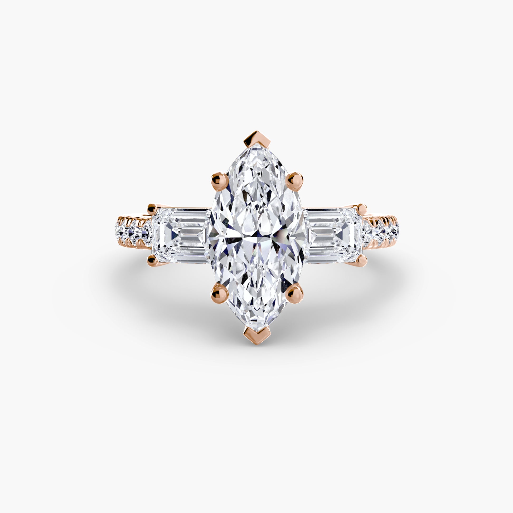 Three – Stone Ring with Pavé Band 4