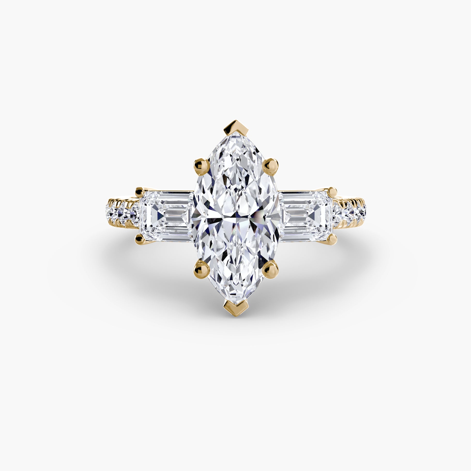 Three – Stone Ring with Pavé Band 4