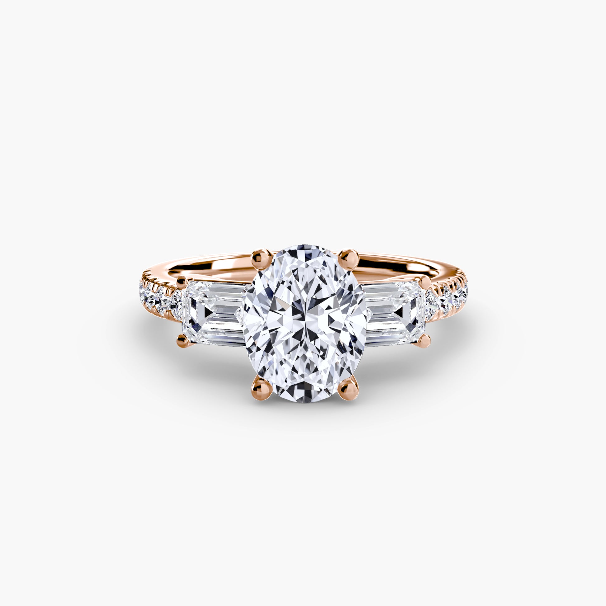 Three – Stone Ring with Pavé Band 4
