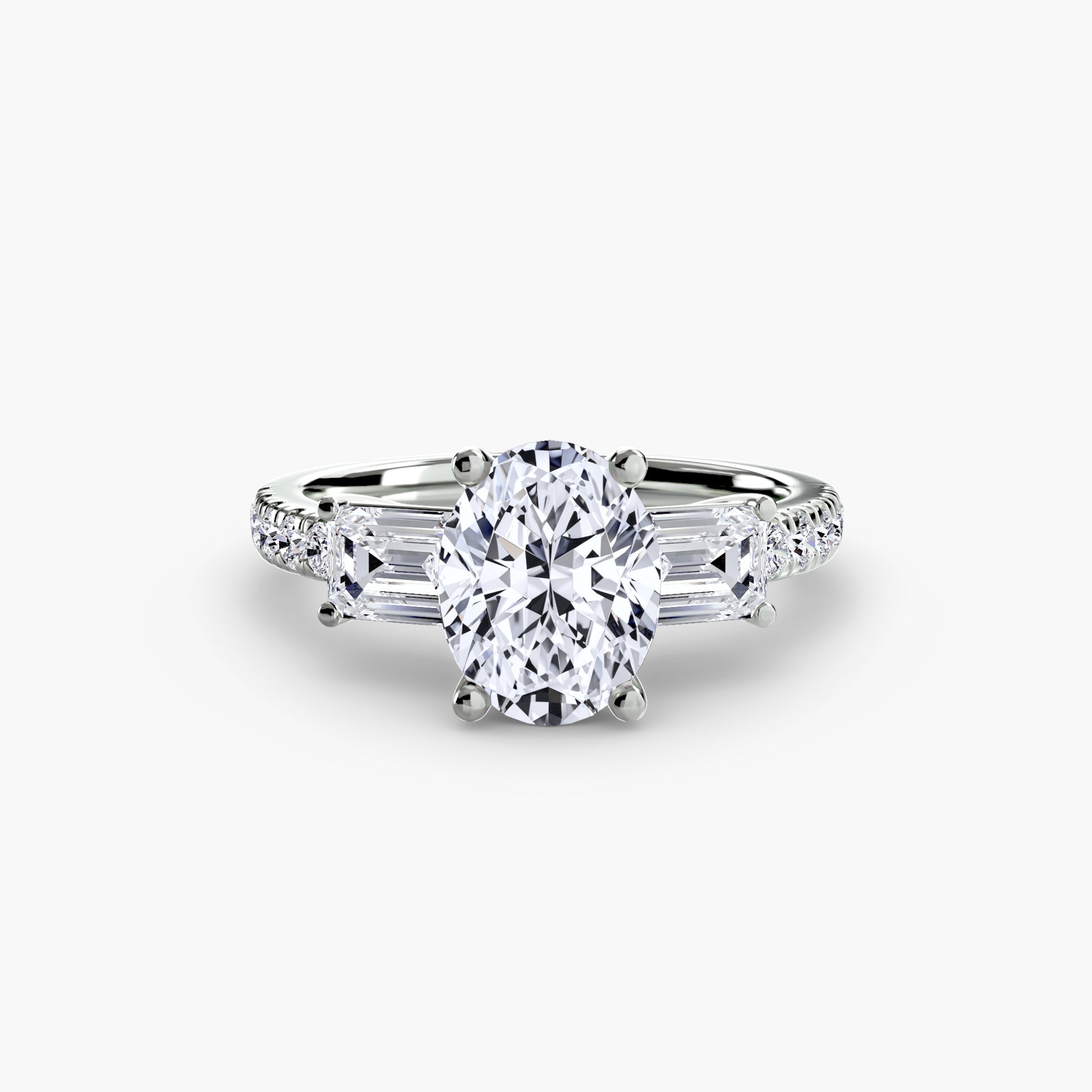 Three – Stone Ring with Pavé Band 4