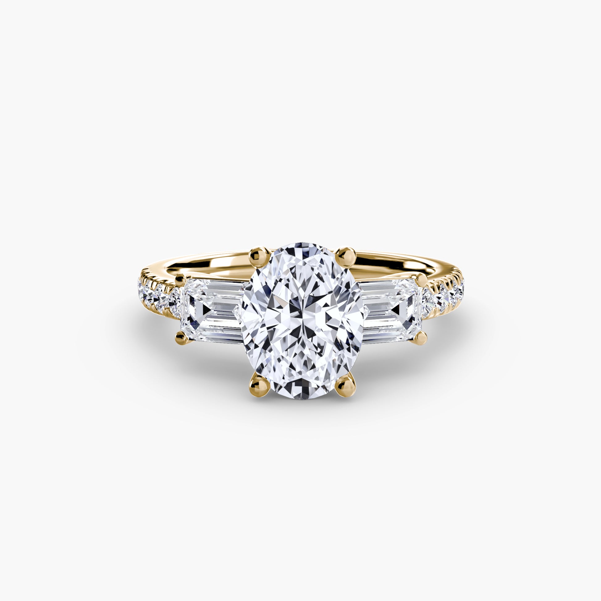 Three – Stone Ring with Pavé Band 4